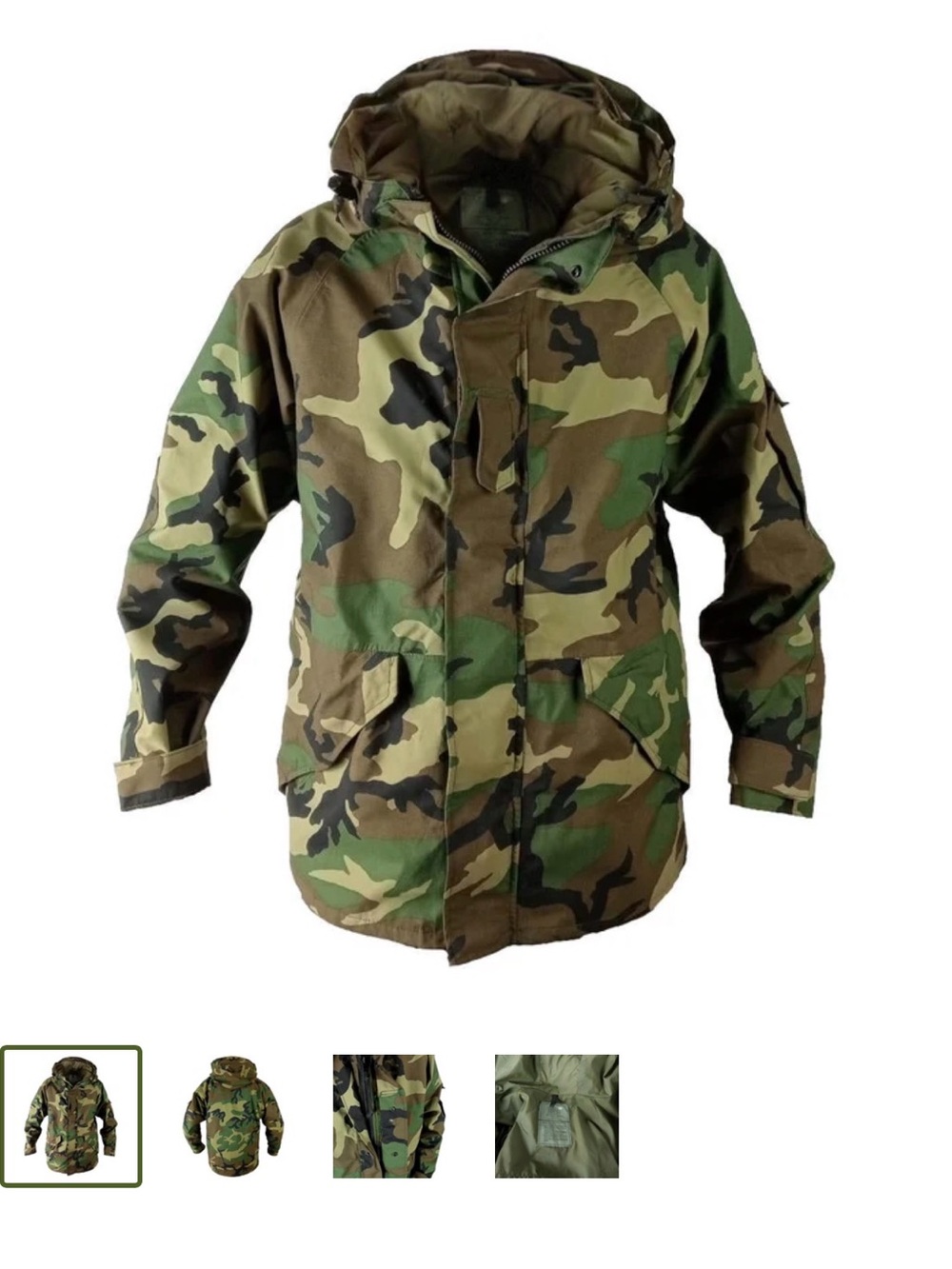 Authentic USGI Tennier Industries ECWCS Woodland Camo Cold Weather Parka Lg long